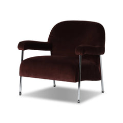Plum armchair with chrome legs